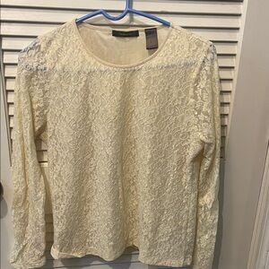 Liz Claiborne Ivory Lace Long Sleeve Blouse